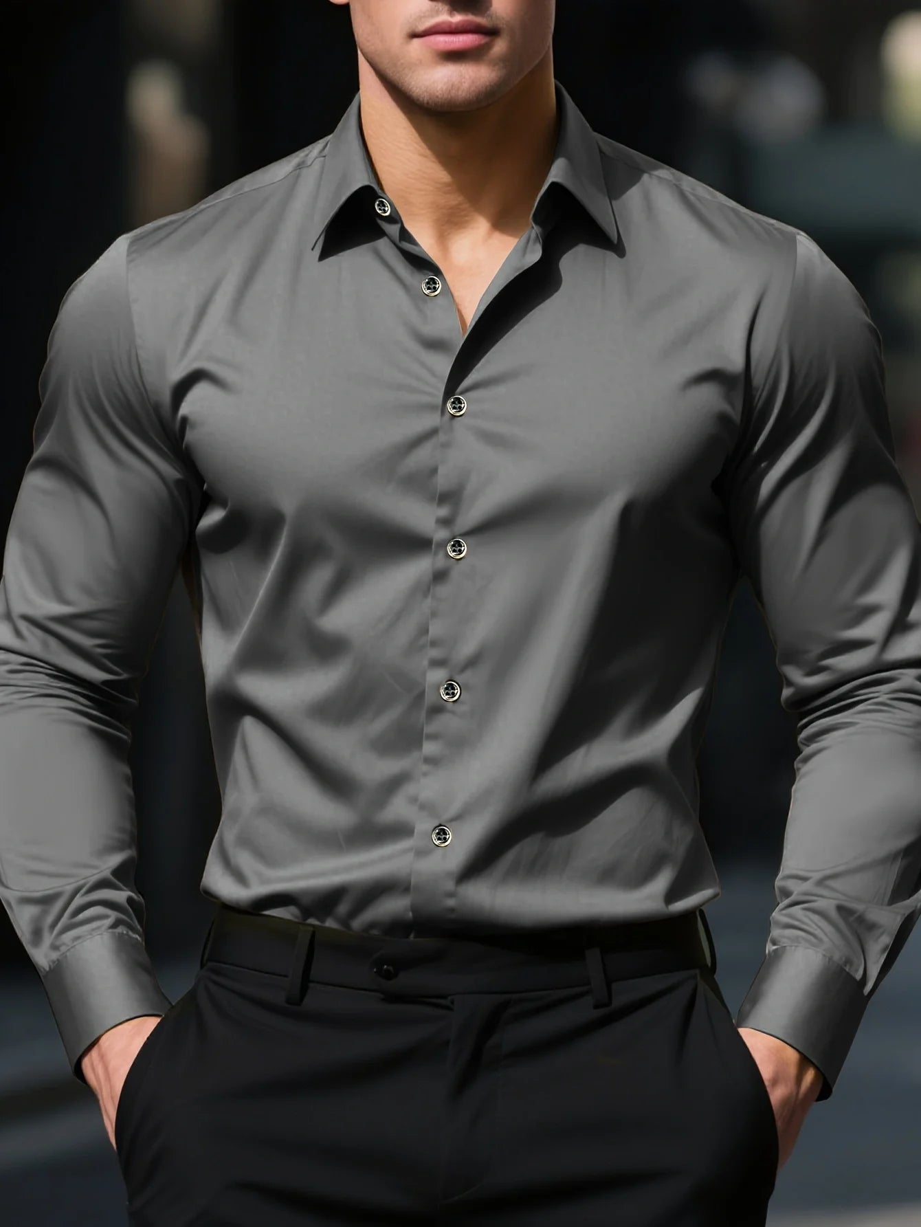Smart Casual Elastic Shirt Men