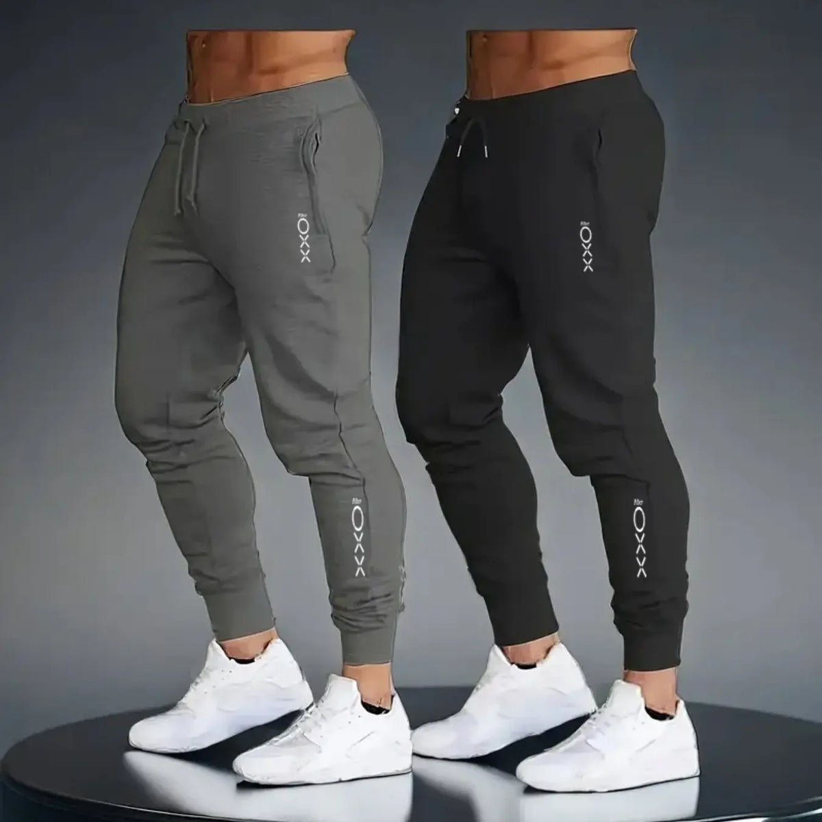 Men's 2-Pack Printed Casual Joggers, 100% Polyester, Soft Breathable Lightweight Fabric, Loose Fit Stylish Sports Trousers