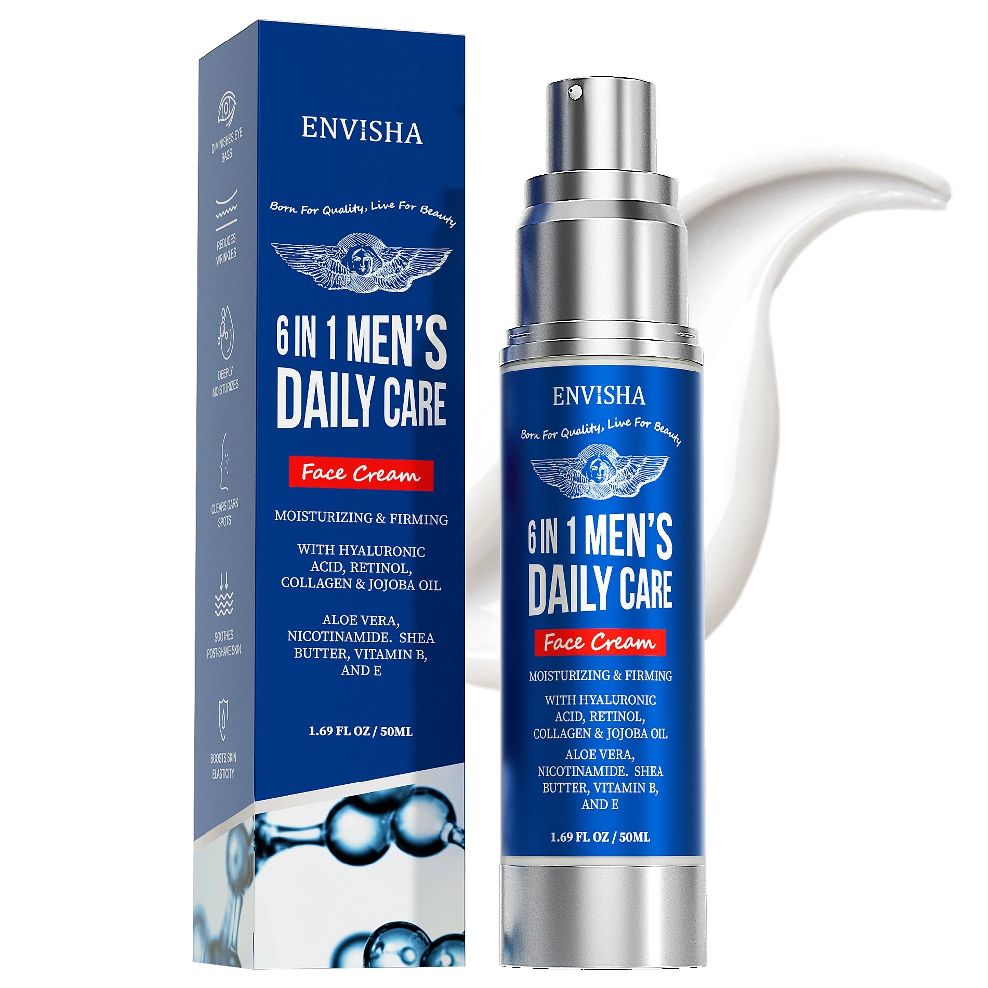 ENVISHA 6 IN 1 Men's Face Skin Care Cream Anti-aging Moisturizing Whitening Firming Skin Products Collagen Beauty Health