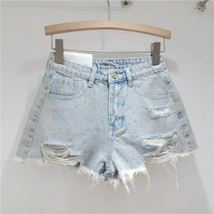 Denim Shorts for Women in The Summer of 2025 High Waisted and Slimming New Style Spicy Girl with Ripped Sexy Wide Leg Trousers