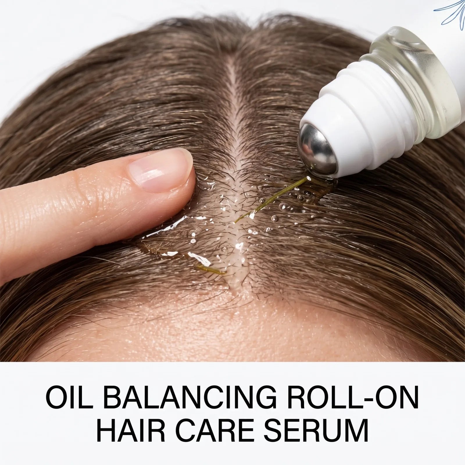 Roll On Hair Serum Leave In Care Scalp Oil Balancing Non Greasy Smooth Frizz Portable Touch Up with Rosemary Extracts 25ml
