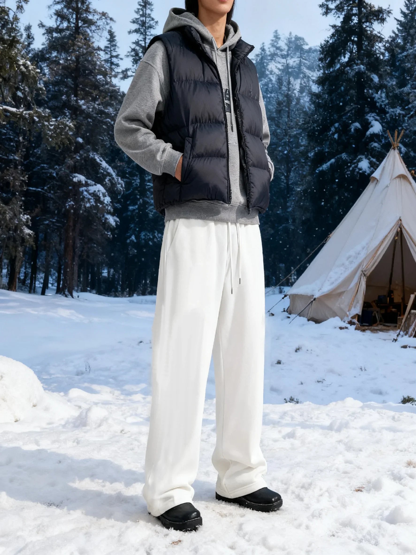 Men's Athletic Trainning Joggers Casual Loose Fit Sweatpants Spring Fall Fleece Lined Pants Elastic Waist Drawstring Trousers