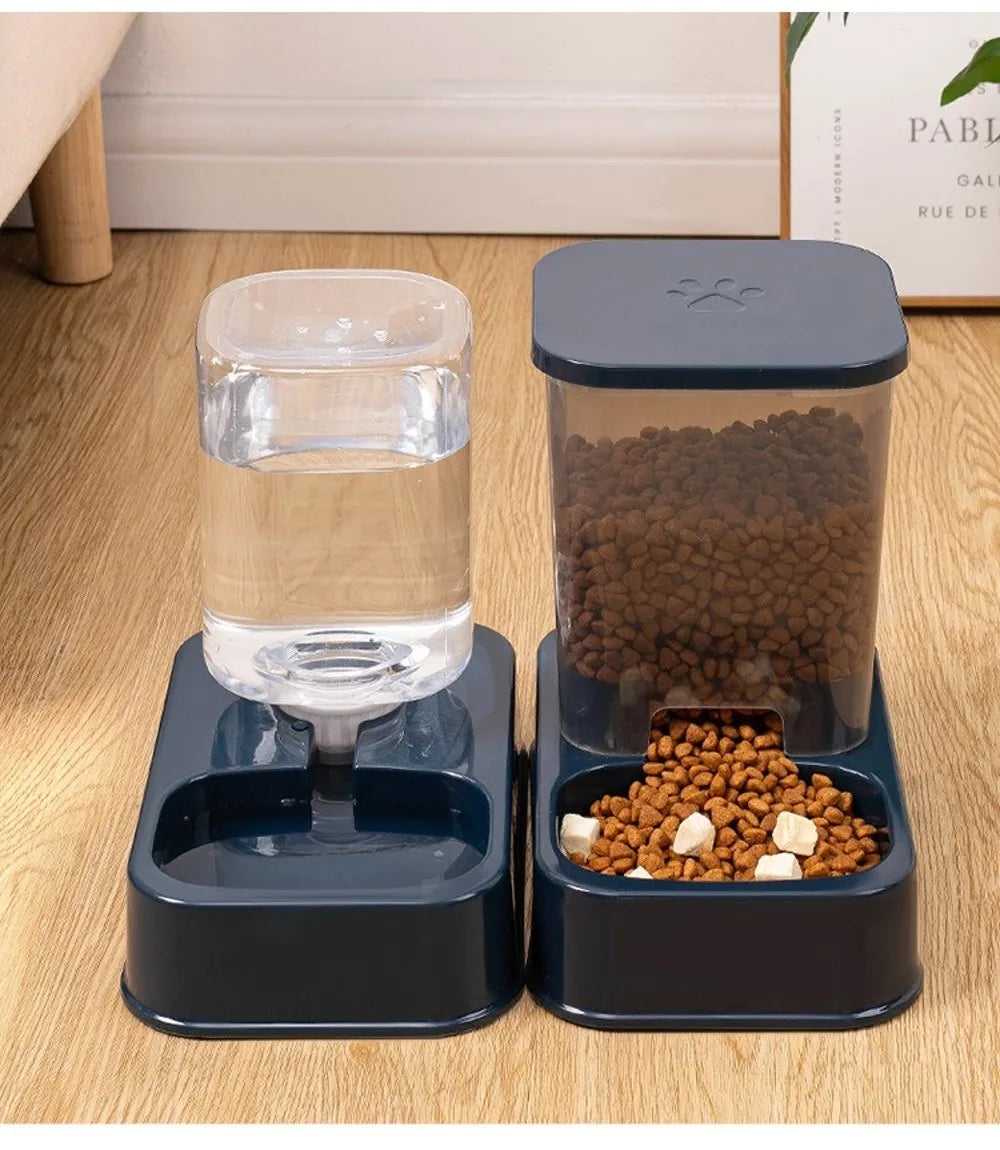 1.2L/1.5L Pet Automatic Feeder Plastic Large Capacity Cat Dog Water Dispenser Feeder Set 3 Colors 2 Styles