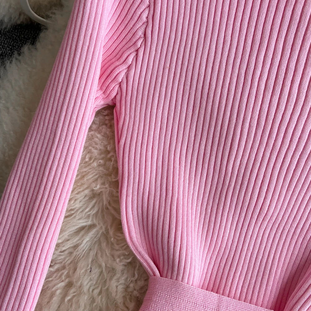 Elegant Rib Knit Pencil Dress