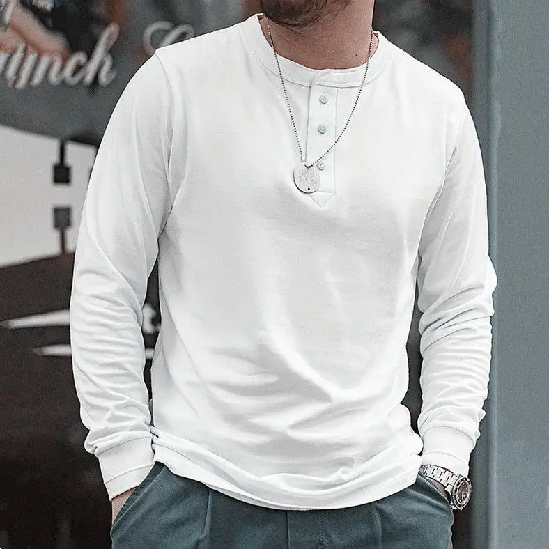 Men’s Heavyweight Retro Cotton Long-Sleeve T-Shirt