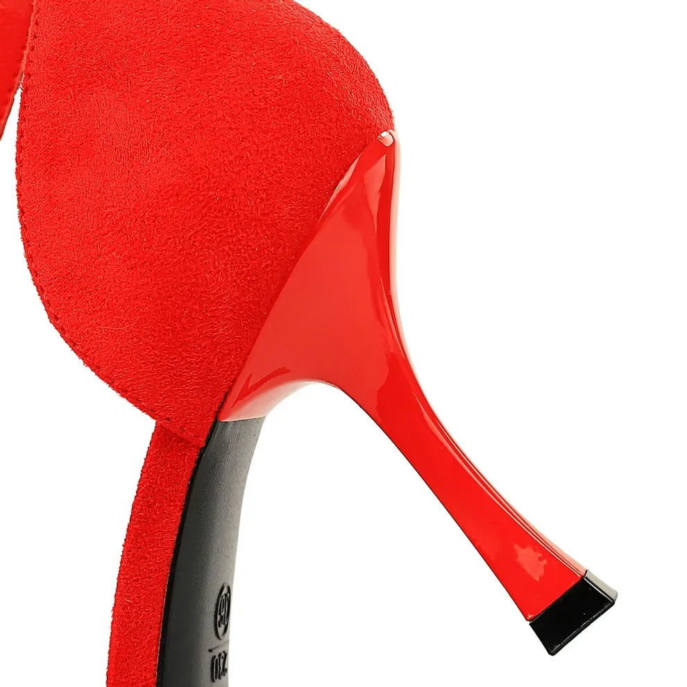 Concise Ankle Strap Mid Heels