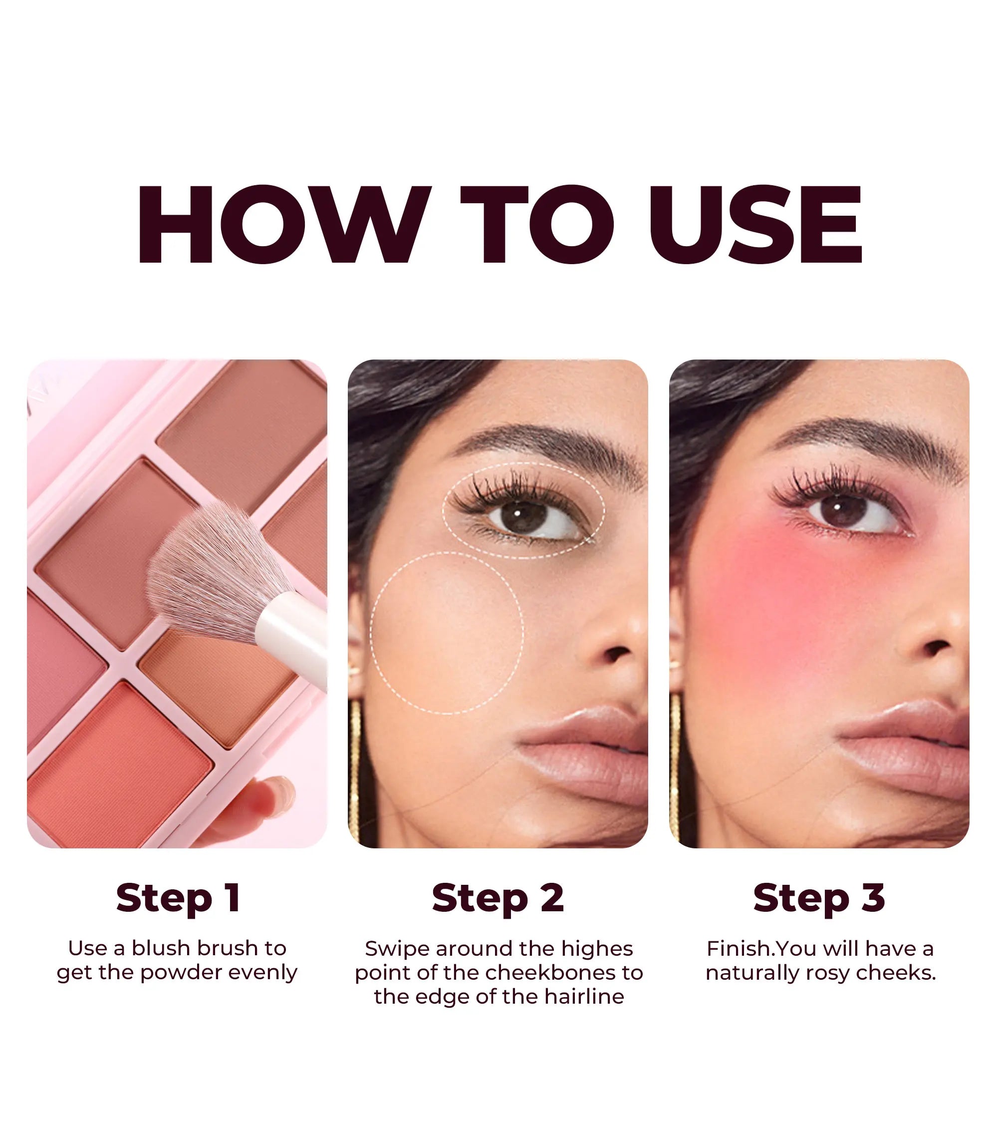 Matte Blush Palette Highly Pigmented Long Lasting Face Makeup Natural Finish Brighten Skin Contour Highlight Powder