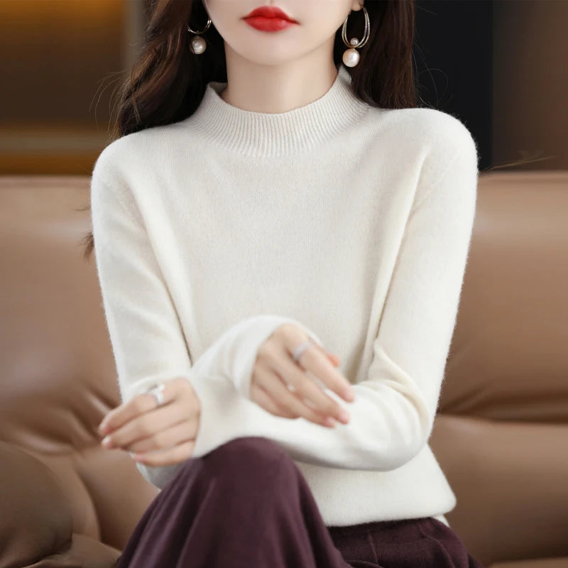 Merino Wool Mock Neck Pullover