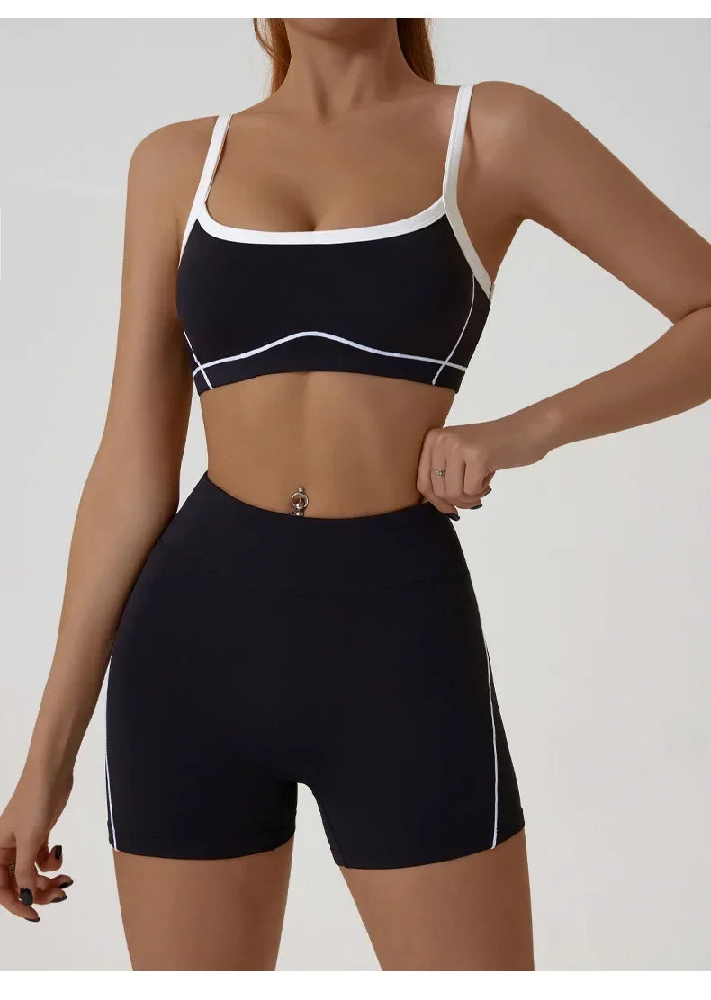 Woman Yoga Sport Outfit for Fitness Two Pieces Short Pant Sets Suits Tracksuit Sportswear Woman Gym Yoga Workout Clothes