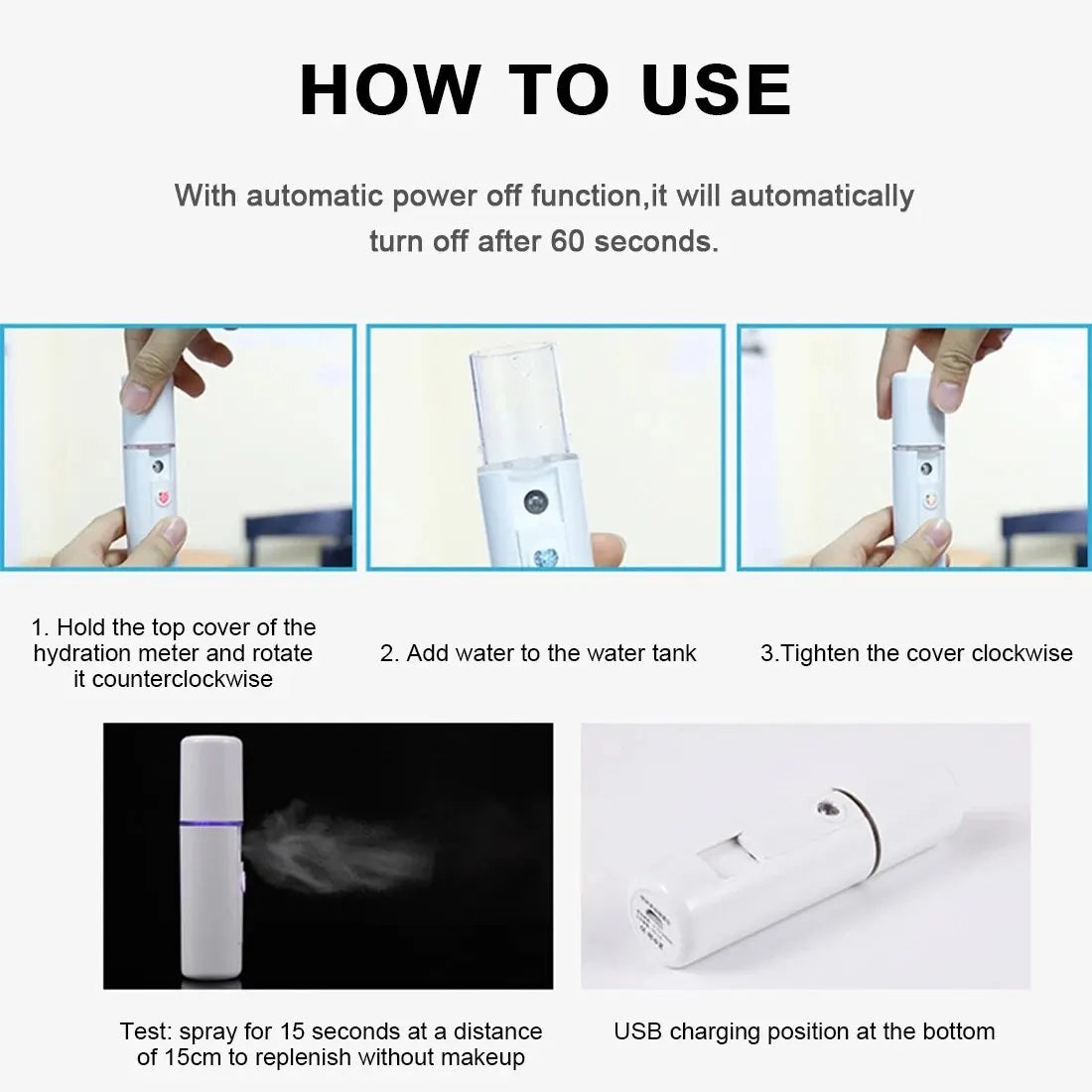 Nano Facial Mister Portable Mist Sprayer with Mirror Mini Cool Mist Spray for Skin Care Facial Body Moisturized
