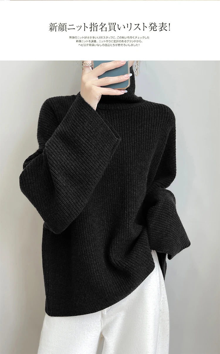 Elegant Merino Turtleneck Knit Sweater