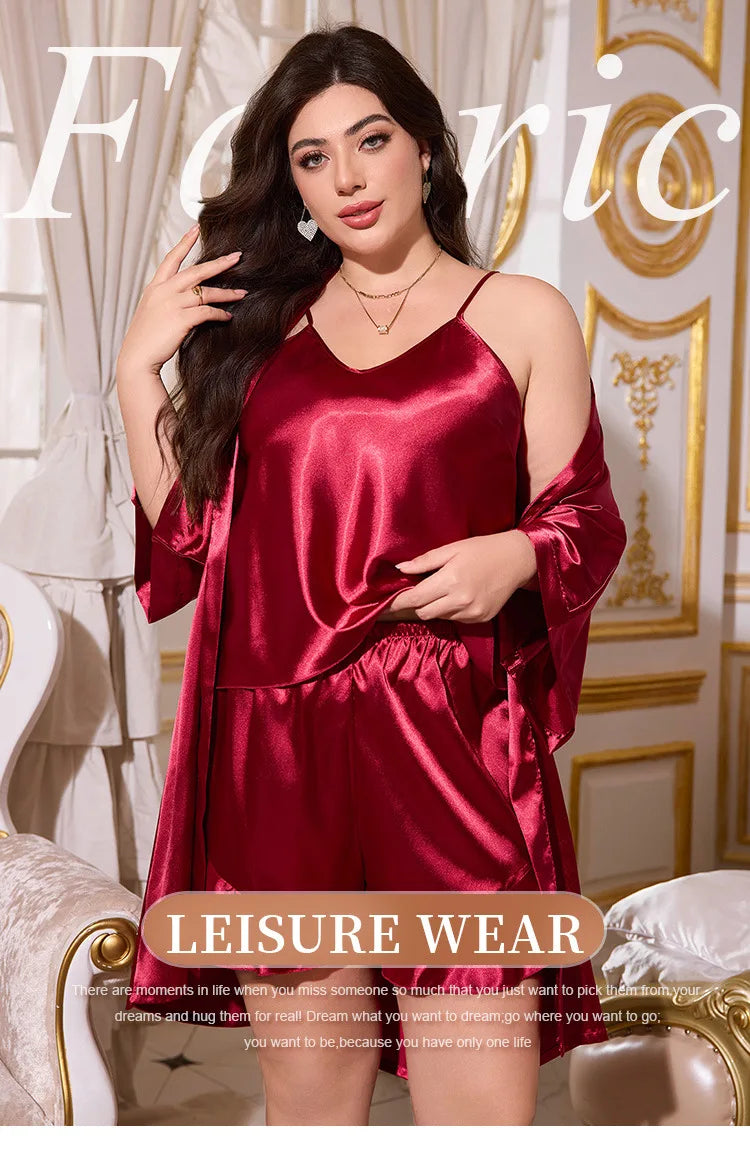 Satin Three Piece Pajama Set