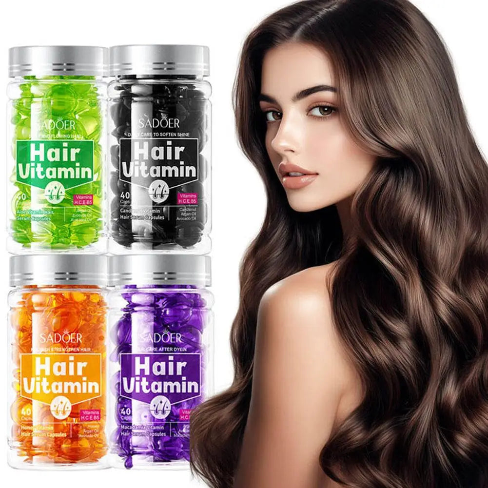 Hair Care Essence Capsules Bee-Infused For Women & Men Hair Care Oil Smooth Repair Damaged Hair Treatment Serum,Vitamin A,E,H,B5