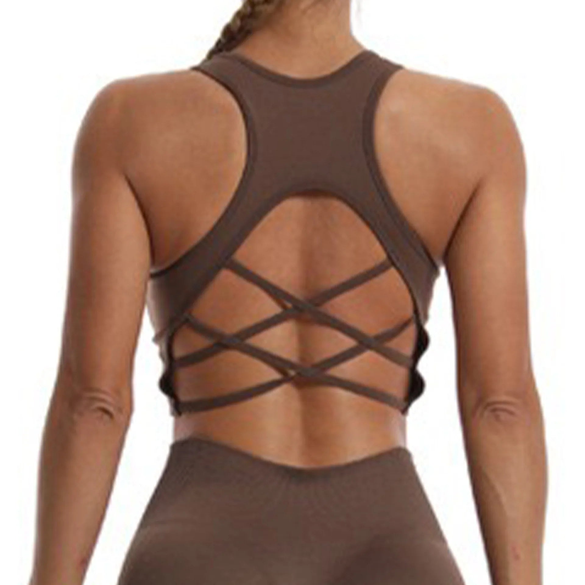 Cross-Back Sports Bra for Women Seamless Yoga Bra with Chest Support and Padding Sports Clothes for Woman Lady Bras Tank Tops