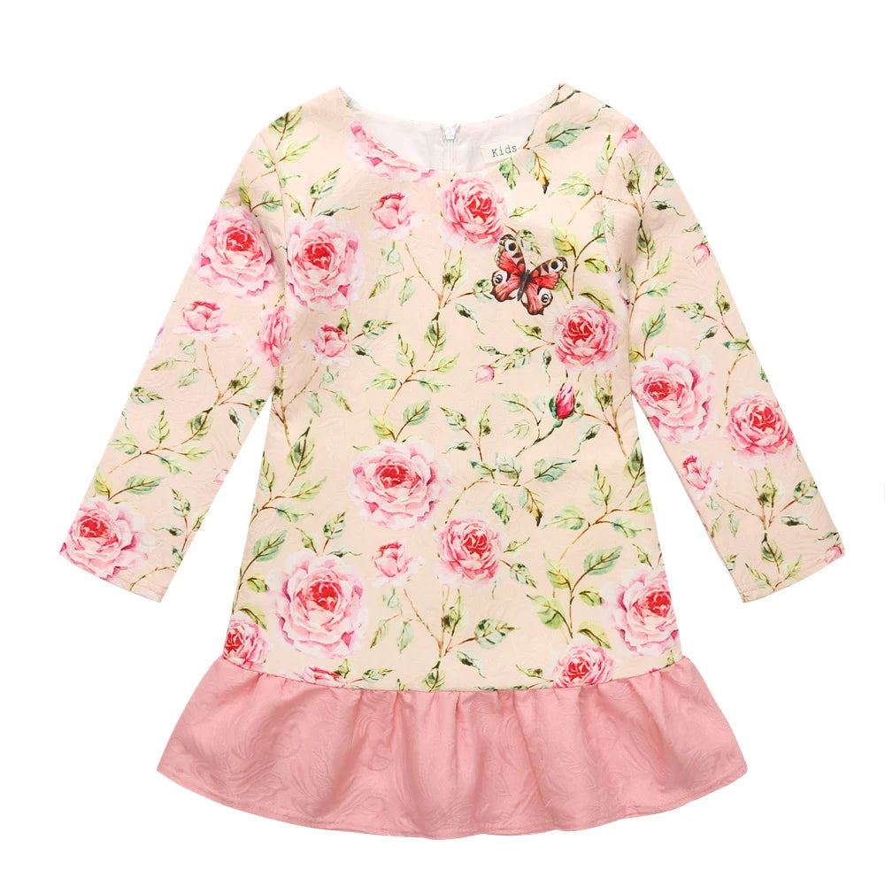 Printed Flower Casual Girls Dress