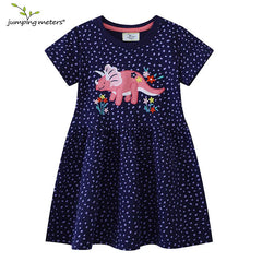Dinosaur Embroidered Summer Girls Dress