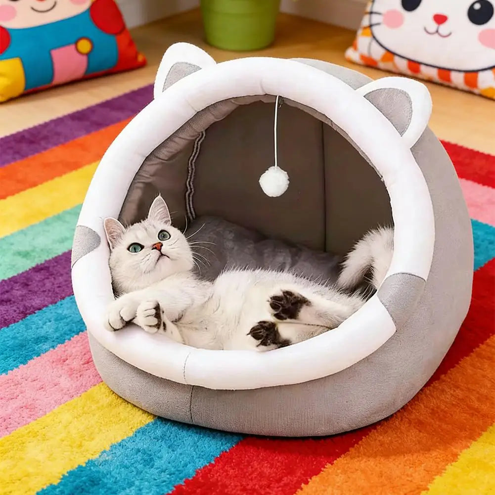 Pet Tent Cave Bed for Cats Small Dogs Self-Warming Cat Tent Bed Cat Hut Comfortable Pet Sleeping Bed Foldable Removable Washable