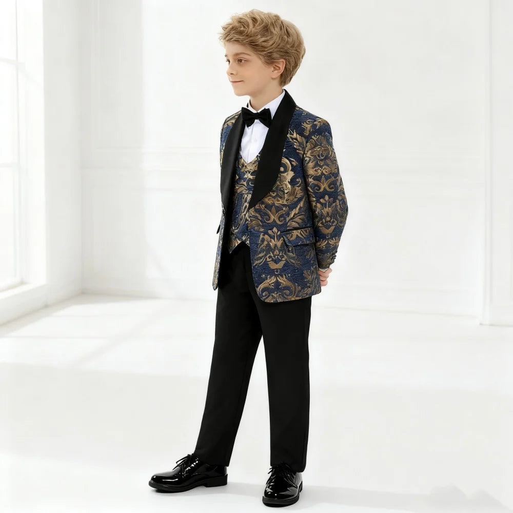 Navy Floral Boys Formal Suit