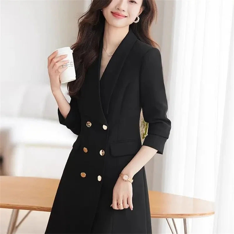 Belted A-Line Formal Suit Dress