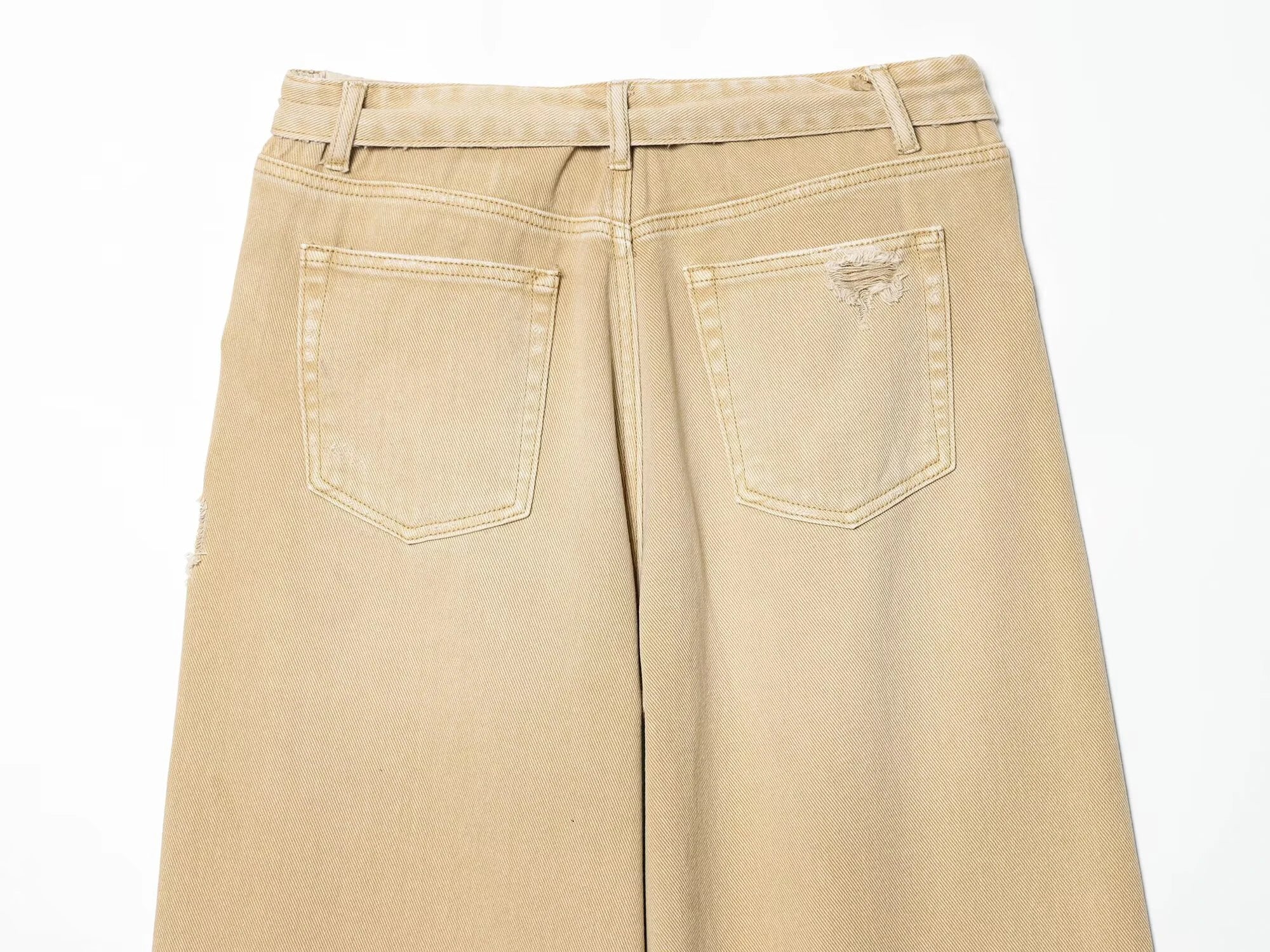 2026 Summer New Women's Clothing Retro Style Loose and Versatile Mid Waist Casual Piercing and Flanging Jeans