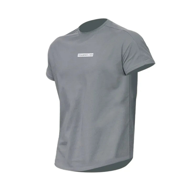Men's Gym T Shirts Quick Dry Short Sleeve Summer Sports T-shirt Elastic Fitness Workout Tops Casual Bodybuilding Athletic Tee