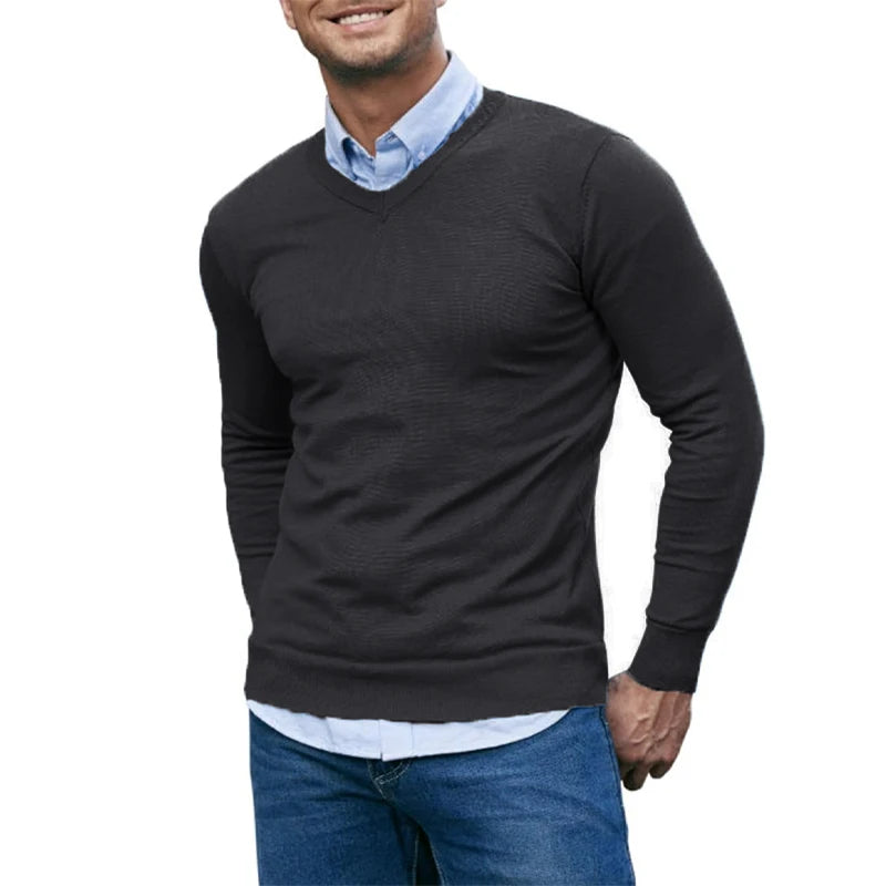 Slim V-Neck Knit Pullover