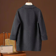 Women Double-sided Wool Coats Autumn Winter Korean Loose All-match Woolen Jacket Female Simple Solid Suit Collar Wool Jacket