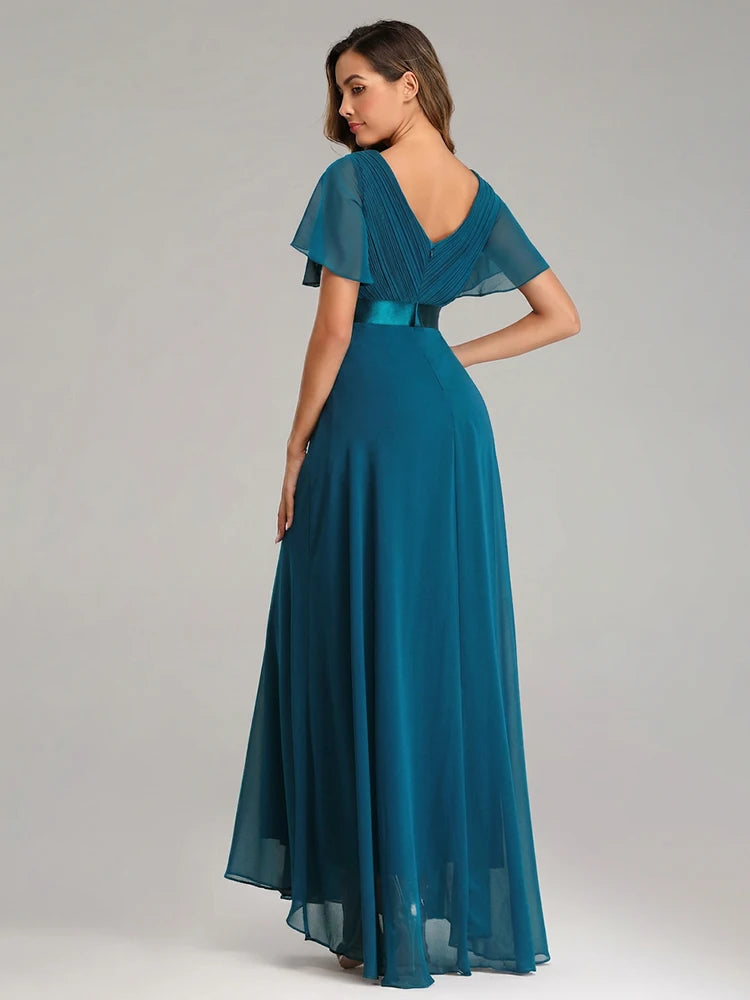 Evening Dresses XUCTHHC Elegant V-Neck Ruffles Chiffon Formal Evening Gown  Robe Vestidos De Fiesta Dress for Wedding Party
