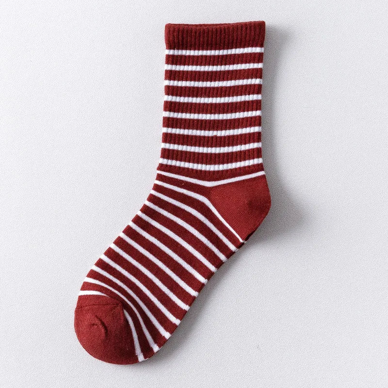 Colorful Grid Stripe Crew Socks