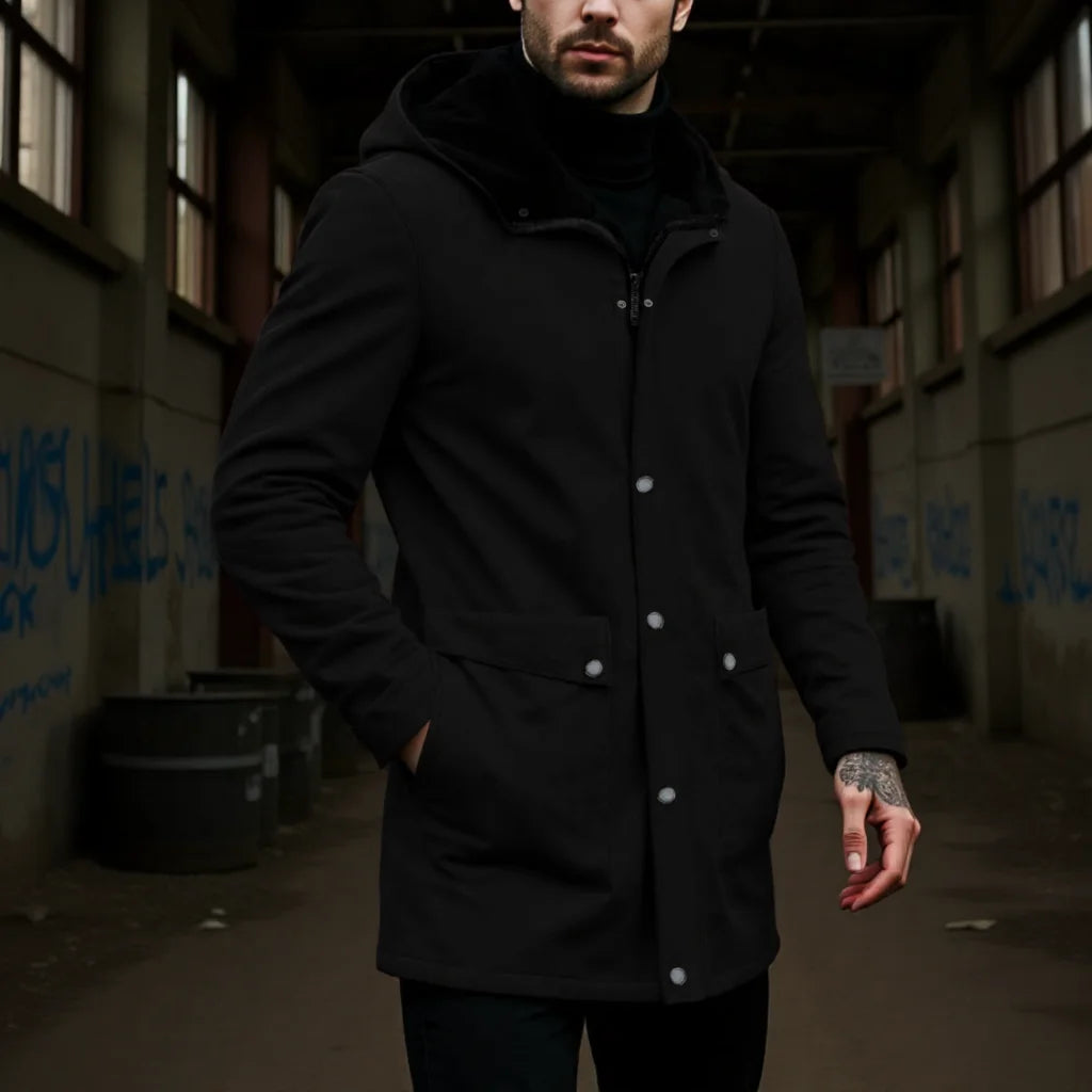 Long Zippered Casual Trench Coat
