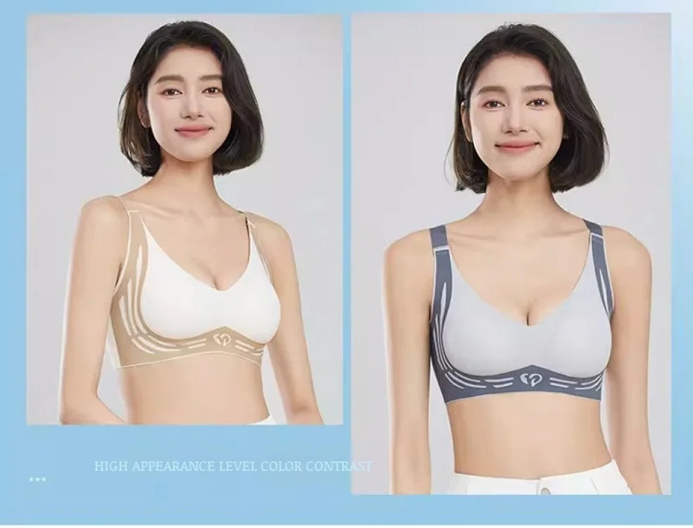 Women's Sports Bra AntiSagging Adjustable Small Breasts Love Heart Color Collision  Seamless High Elasticity Lift Shapewear