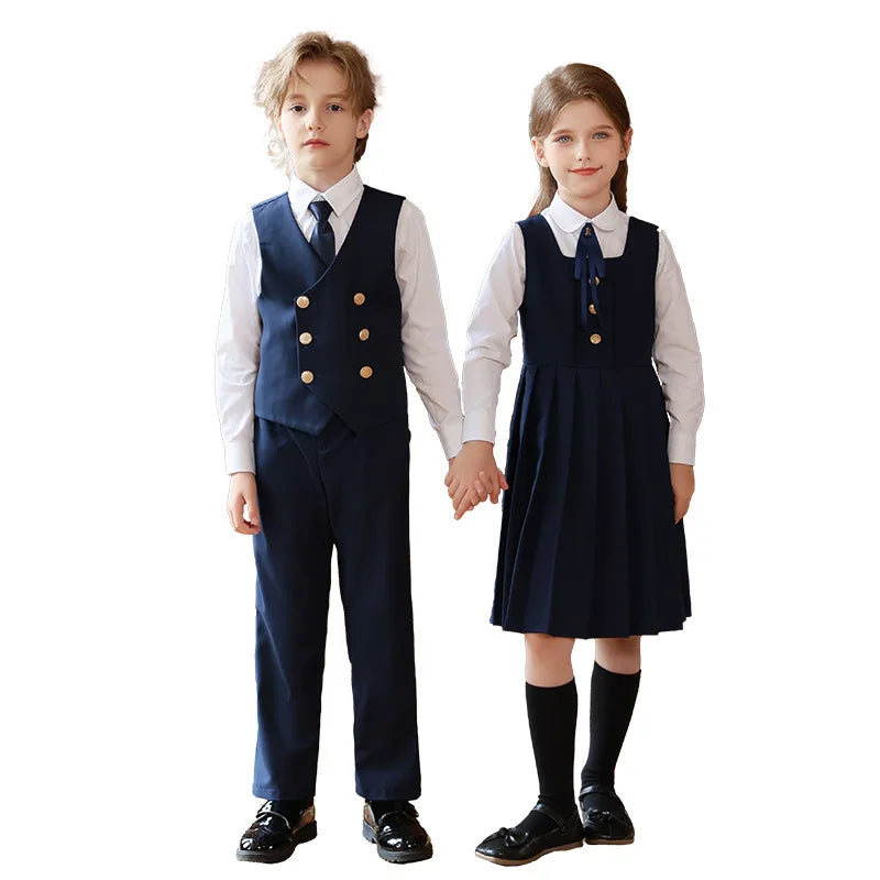 British Style Kids Vest Suit