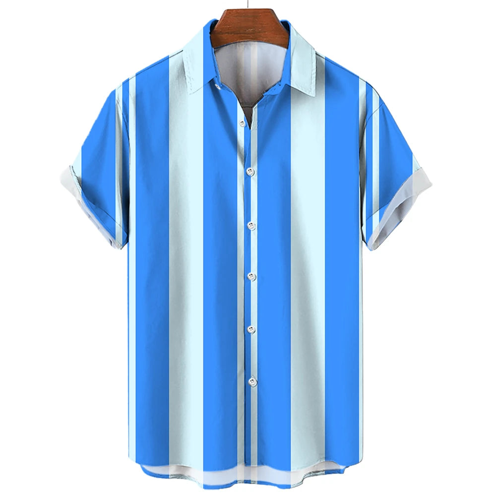 Striped Hawaiian Casual Shirt Men