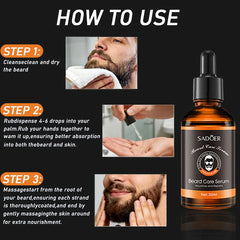 Men's Beard Care Set, Beard Oil, Beard Balm, Moisturizing, Nourishing, Softening and Smoothing, with Trimming Tools & Bear