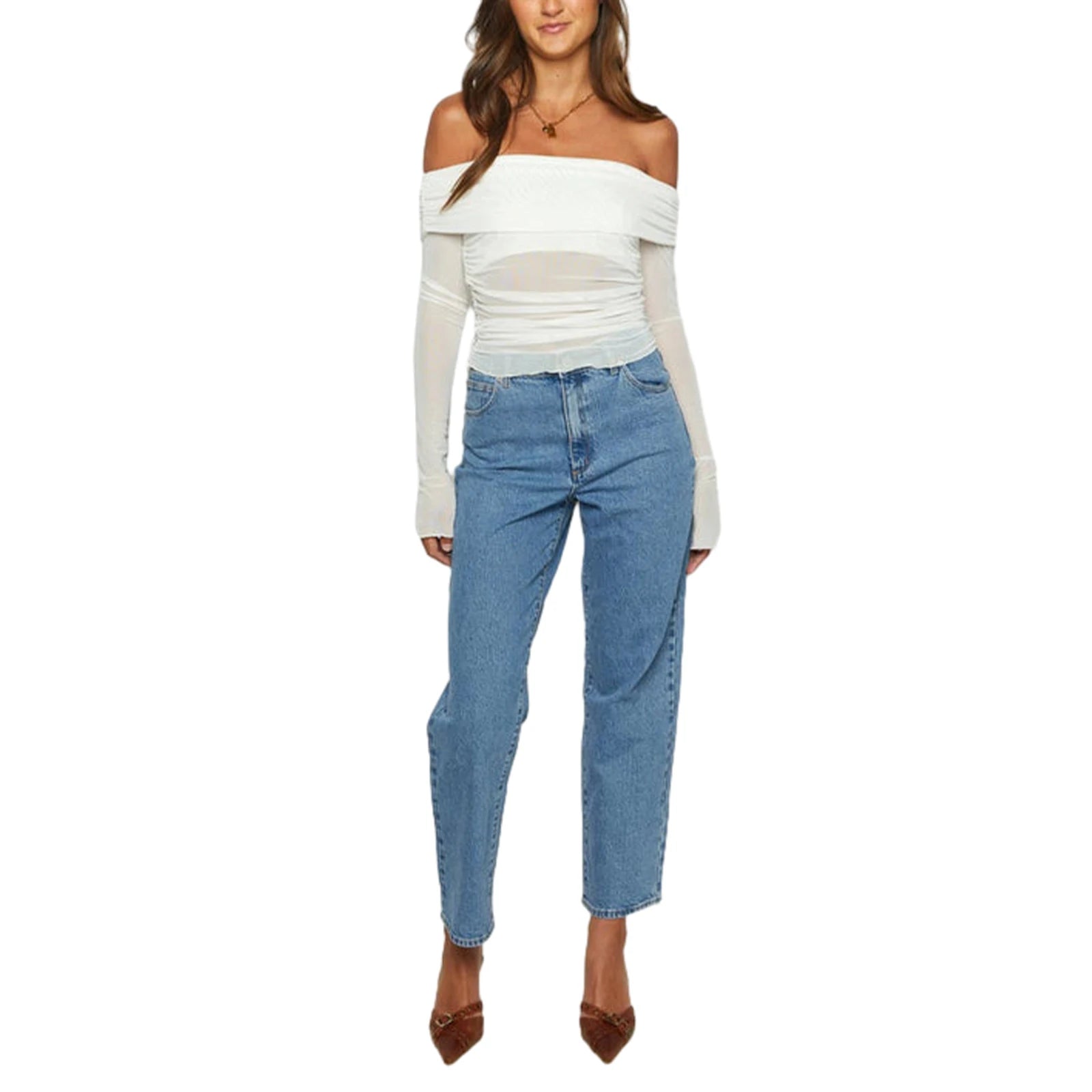 Off-Shoulder Mesh Top