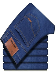Men’s Jeans Blue Comfortable Business Straight Casual Pants Brand Male Clothes Trousers FASHION