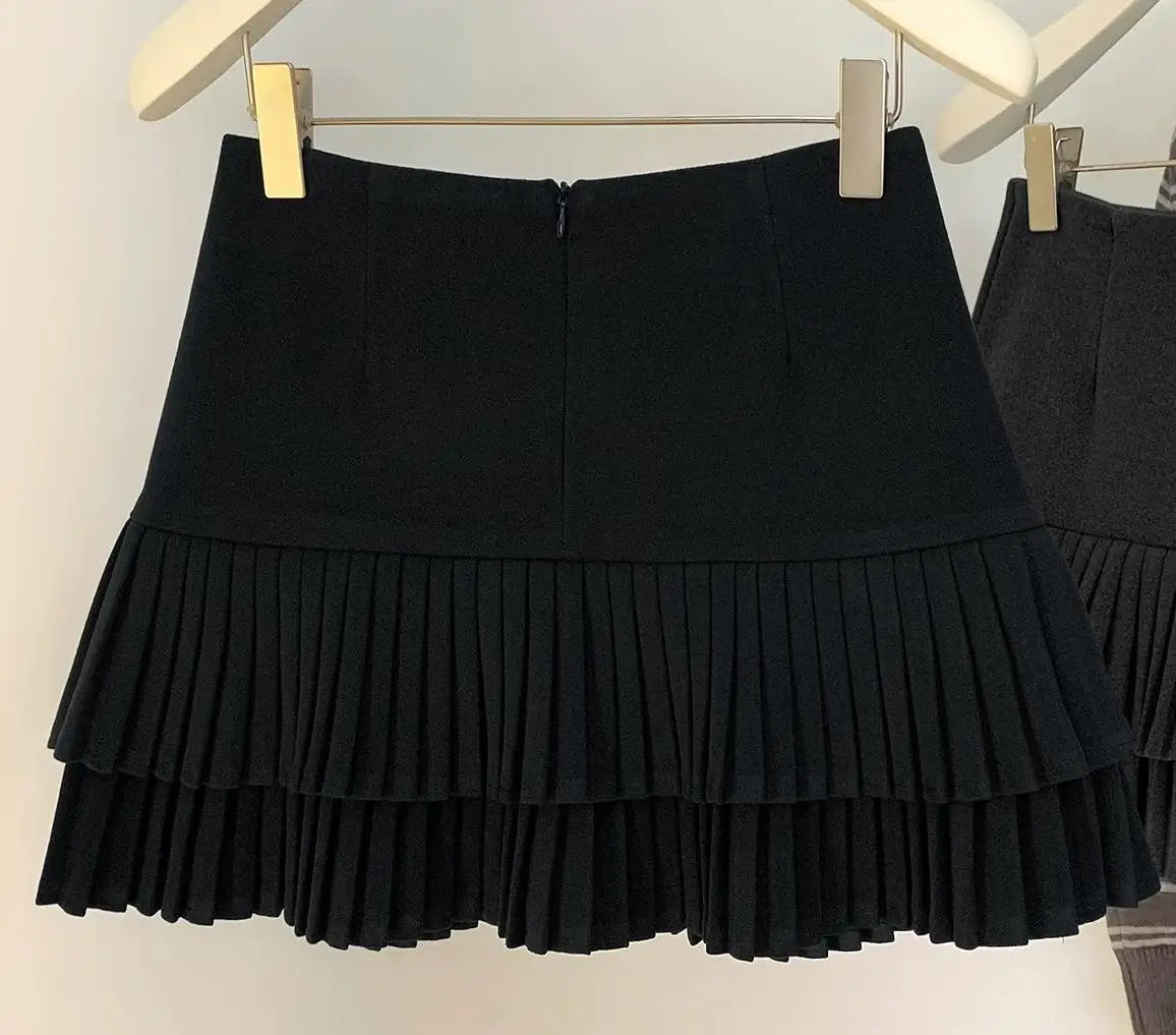 Vintage High Waist Pleated Mini
