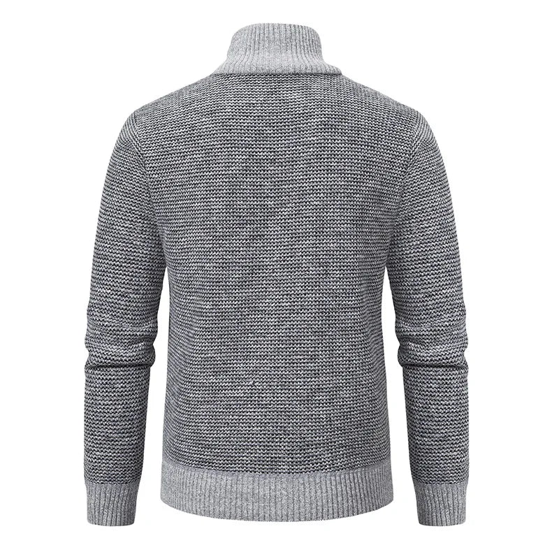 Autumn Winter Sweaters for Men Casual Knitted Sweaters Large Size Solid Color Plus Velvet Cardigan Knitted Sweater Cotton Coat