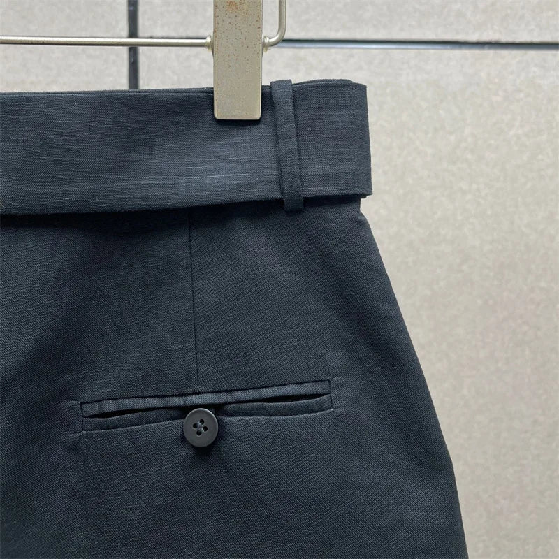 women's shorts New high waisted slim mini pants for summer 2026 linen blend casual shorts Belt decoration shorts women's pants