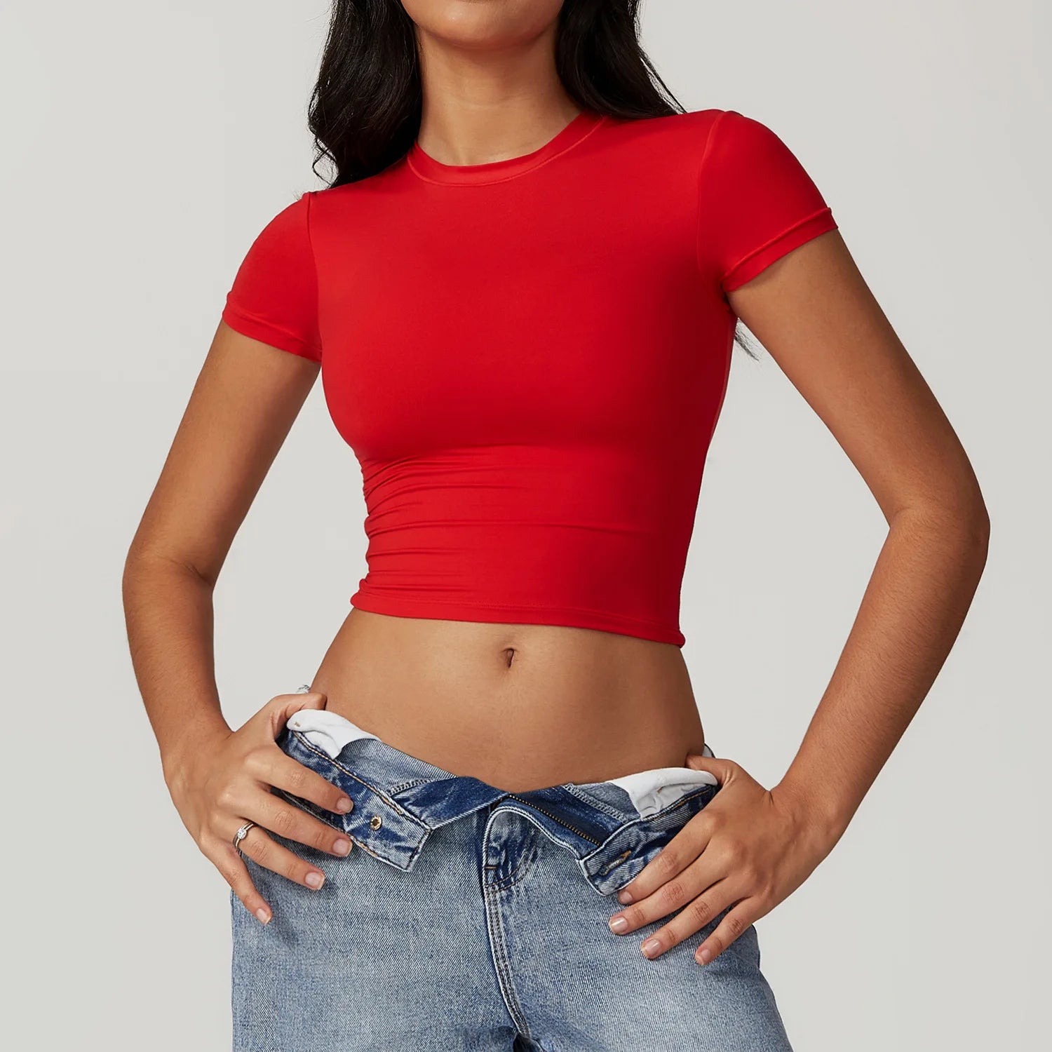 Yoga Shirts Women Sexy Exposing The Navel Short Sleeve Workout Crop Top Gym Top Fitness Running Workout Sport T-shirts Yoga Wear