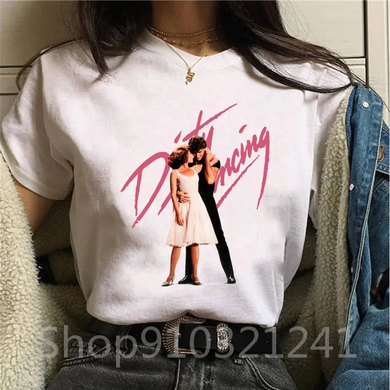 Women's Tshirt Dirty dancing Printing Graphic Aesthetic O Neck Girls Short Sleeve Print Vintage Y2k T Shirt Female Funny Tops