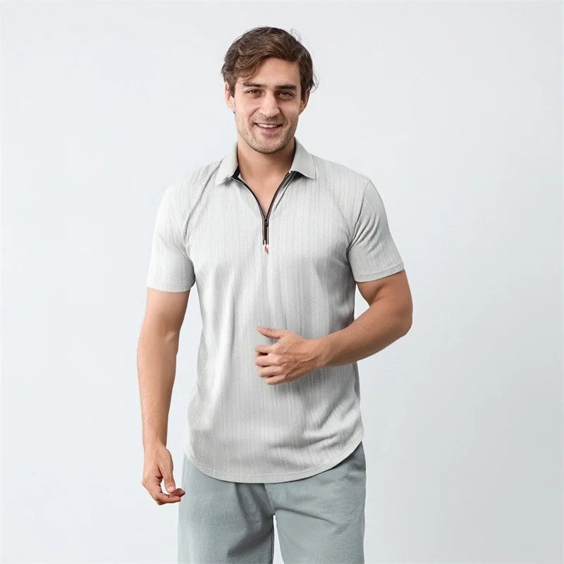 Jacquard Zip Polo