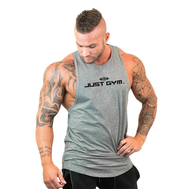Summer Bodybuilding Tank Tops Workout Stringer Sleeveless Shirts Fitness Mens Gym Clothing Cotton Breathable Sport Muscle Vests