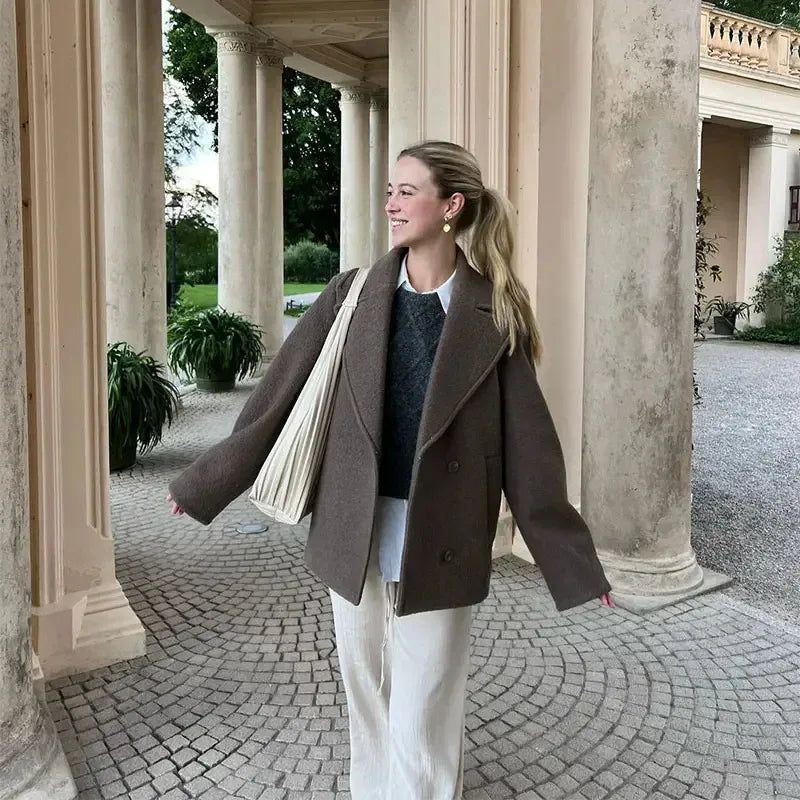 Double Breasted Wool Blazer Coat
