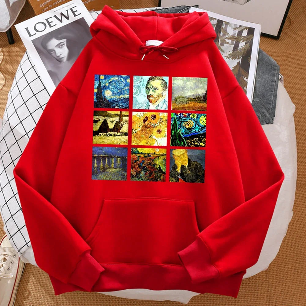 Art Print Slim Fleece Hoodie