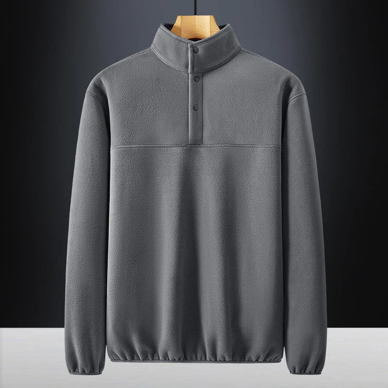 2025 Men Sweatshirt Turtleneck Half Button Pullover Male Polar Fleece Casual Basic Elegant Work Wear Winter Autumn Warm Jacket