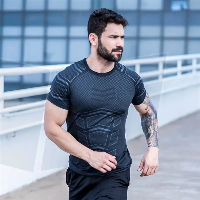2023 New gym shirt Men Compression T-shirt men Shirts Skinny Tee Shirt Male Gyms Running T-shirt Fitness Sports men's t-shirts