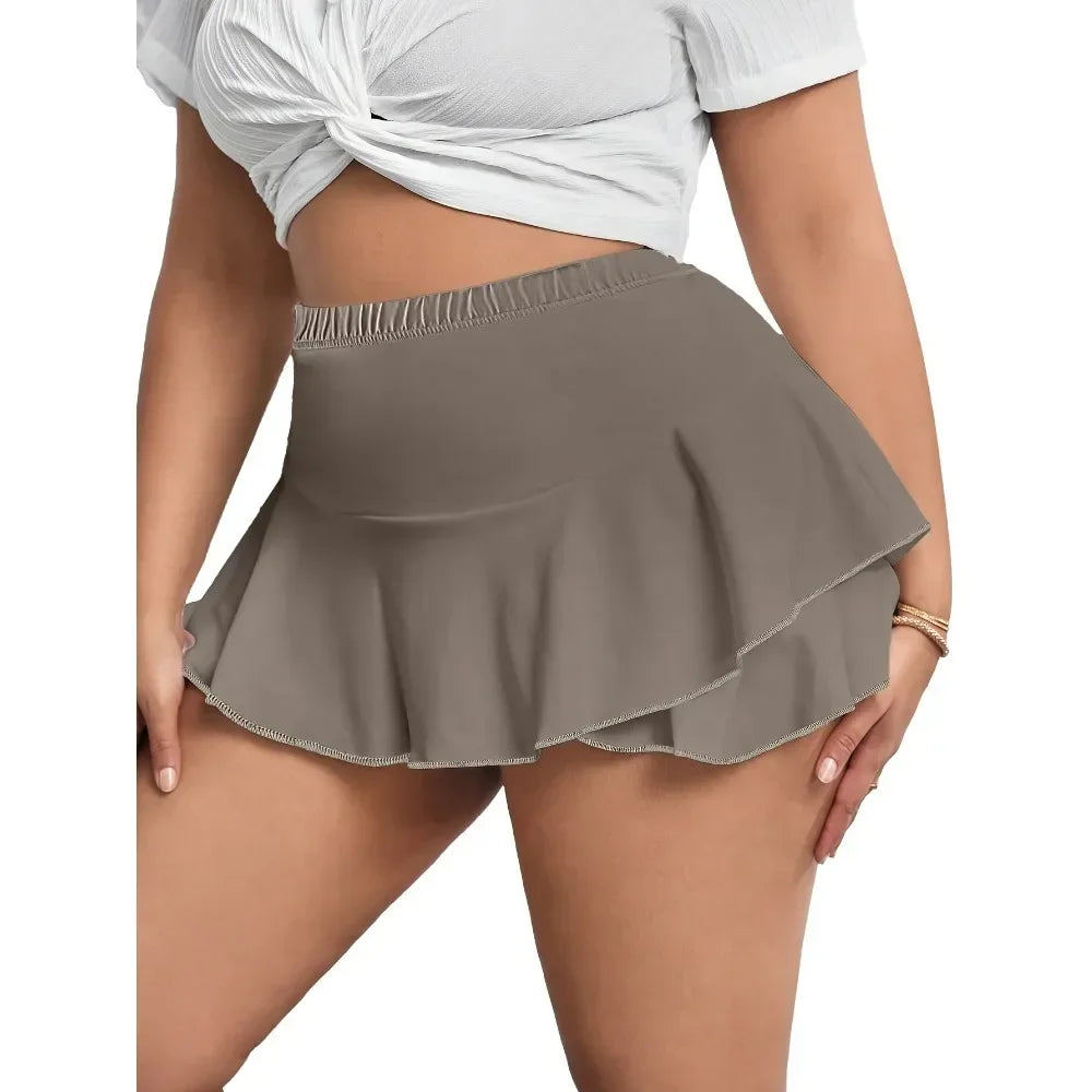 Plus Size 1XL-5XL Women's Skirts Sexy Pleated Home Skirts Skirts with leggings Solid color skirts