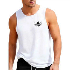 Men Summer Breathable Mesh Tank Top, Stylish Logo Print Sleeveless Shirt, Casual Sports Fitness Gym Vest for Daily & Workout