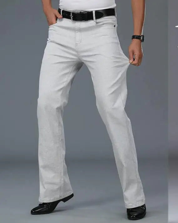 Men's Beige Loose Jeans Fashion Denim Pants For Men Casual Wide Leg Trousers Flared Jeans